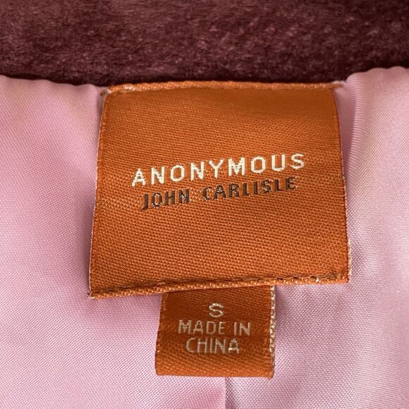 VTG Anonymous John Carlisle Suede Coat Women’s Sm Burgundy Button Up Jacket Y2K - Picture 5 of 16
